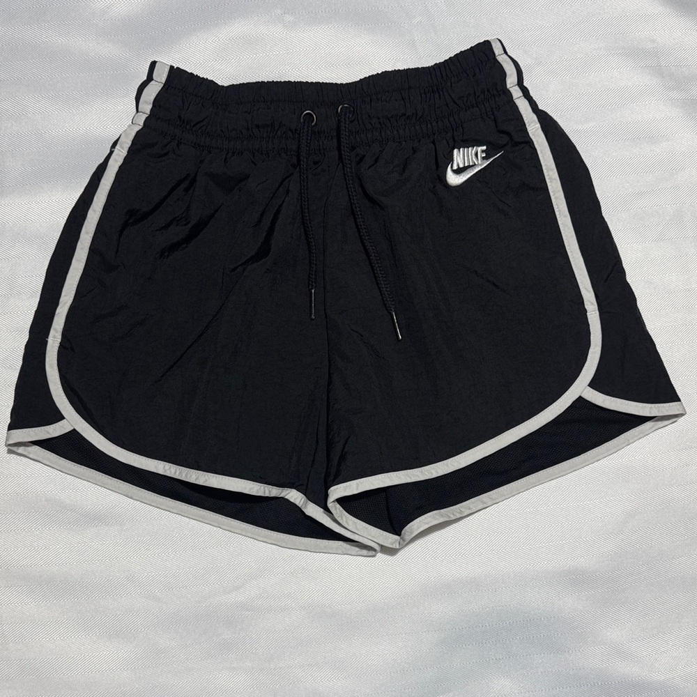 Nike Women's Black Athletic Shorts with White Piping